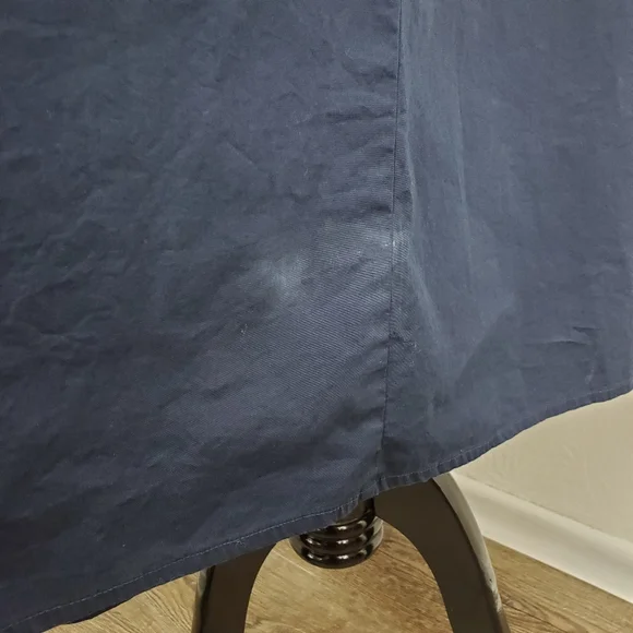 Eshakti Dress Bishop Sleeve Cotton Poplin Pleated Navy Blue Modest Classic Midi - Picture 13 of 15